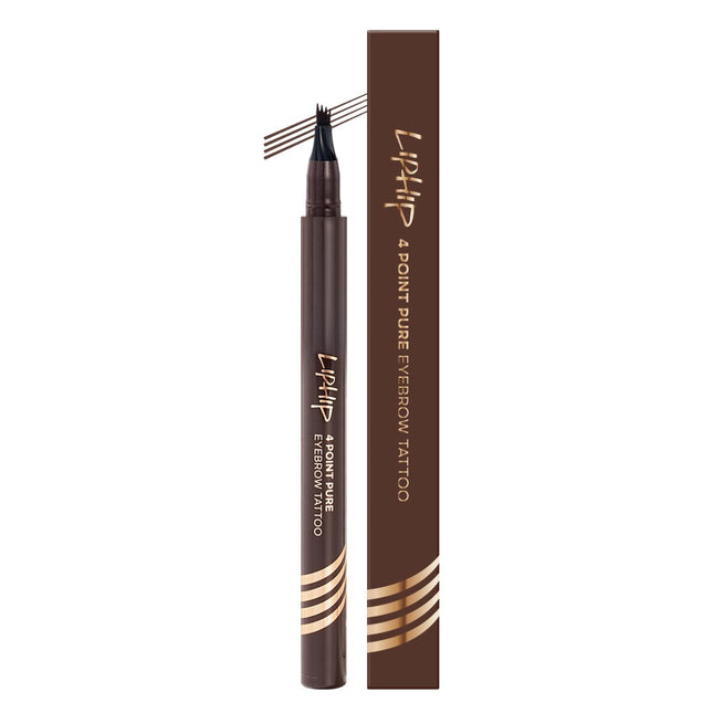 RIHEEP  4-Point Pure & Natural Brow Tattoo Pen, 01 Dark Brown, 1 Count