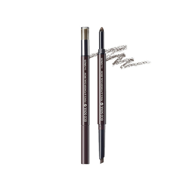THE SAEM  Eco Soul Pencil & Powder Dual Eyebrow Autopencil 0.3g, 02 Dark Brown, 1 pack