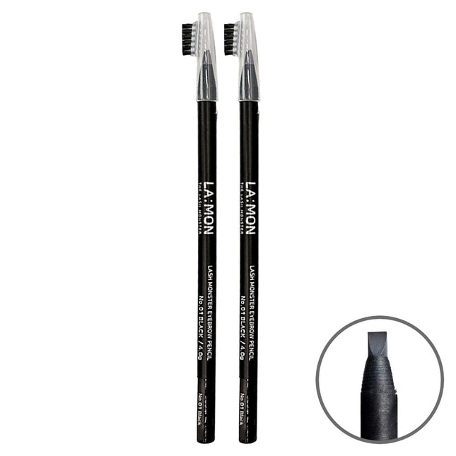 RAMON Lamong Lashmonster Milano Eyebrow Pencil, 01 Black, 2 Count