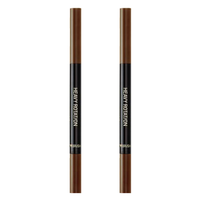 NONE Heavy Rotation Hard Edge Eyebrow Auto Pencil 0.4g, 02 Natural Brown, 2pcs