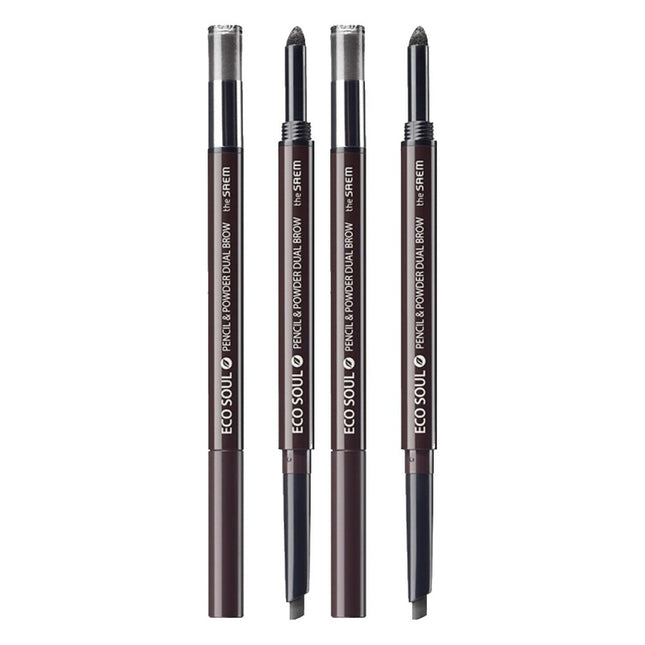 THE SAEM  Eco Soul Pencil & Powder Dual Brow, 03Dark Gray, 2pcs