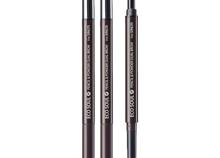 THE SAEM  Eco Soul Pencil & Powder Dual Eyebrow Auto Pencil 0.3g, 02 Dark Brown, 2ea