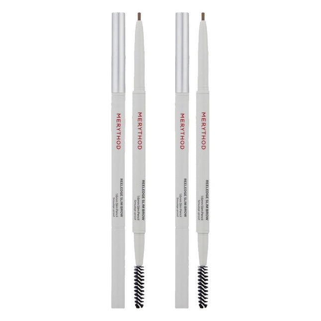 MERYTHOD  Reel Edge Slim Eyebrow Auto Pencil 0.08g, 02. Peanut Brown, 2 Count