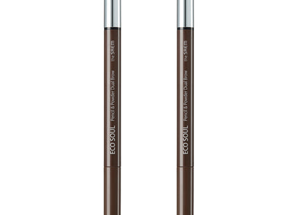 THE SAEM  Eco Soul Pencil & Powder Dual Brow, Dark Brown, 2 Count