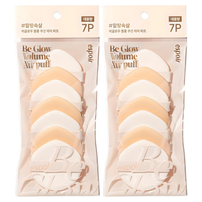 ESPOIR  BEGLOW VOLUME CUSHION AIR PUFF 7P, MIXED COLOR, 2 COUNT