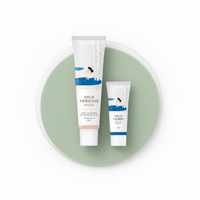 ROUND LAB Birch Juice Moisturizing Tone-Up Sun Cream 50ml + Cleanser 20ml