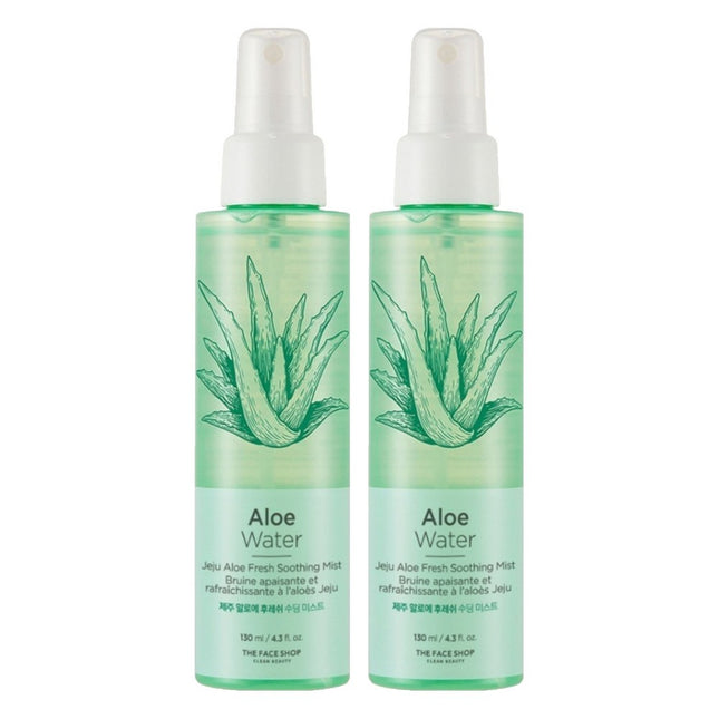 THE FACE SHOP  Jeju Aloe Fresh Soothing Mist 130ml 2 Pack