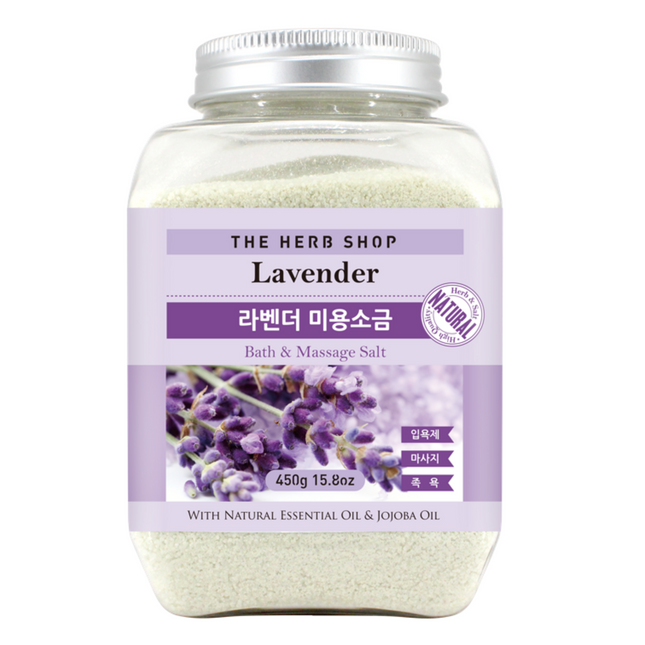 THE HERB SHOP  Massage Beauty Salt Lavender, 450g, 2 Count