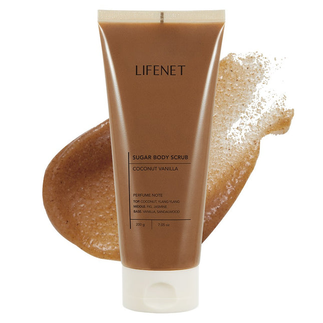 LIFENET SUGAR Gentle Hypoallergenic Body Scrub Coconut Vanilla 200g 1pc