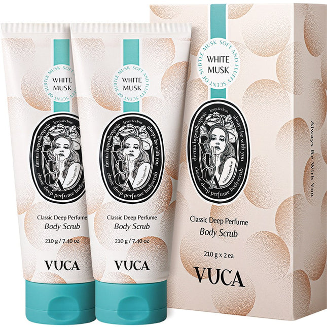 뷰카 Vyoo C Classic Deep Perfume Body Scrub White Musk Scent, 210g, 2 Count