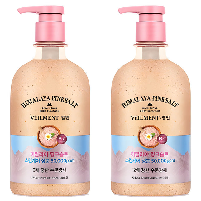 BELLMAN  Spa Moisture Glow Mild Salicylic Acid Scrub Body Wash Himalayan Pink Salt, 580ml, 2 Count