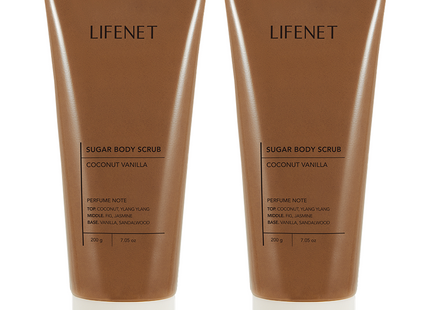 LIFENET SUGAR Low-Irritation Body Scrub Coconut Vanilla, 200g, 2 Count