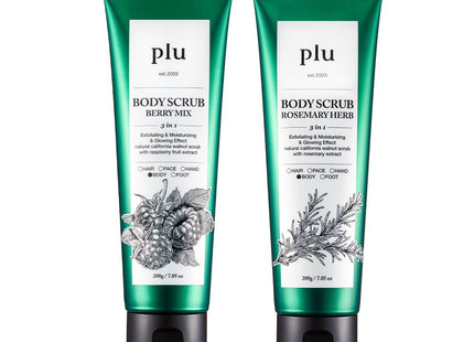 FLUE  Original Body Scrub Berry Mix 200g + Rosemary Herb 200g Set, 1 Unit