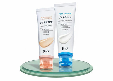 SNP Dual Defense Sunscreen Set PDRN Sun Serum  Glutathione Sun Cream