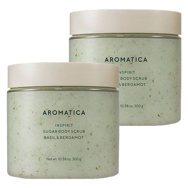 AROMATICA  In-Spirit Sugar Body Scrub Basil & Bergamot 300g, 2 Count