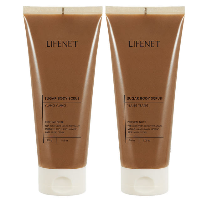 LIFENET SUGAR Gentle Low-Irritation Body Scrub Ylang Ylang, 200g, 2 Count