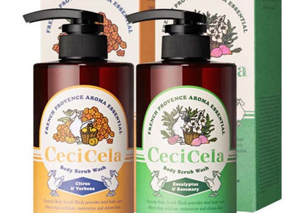CECICELLA  Aroma Essential Body Scrub Wash Citrus & Verbena 500ml + Eucalyptus & Rosemary 500ml Set, 1 unit