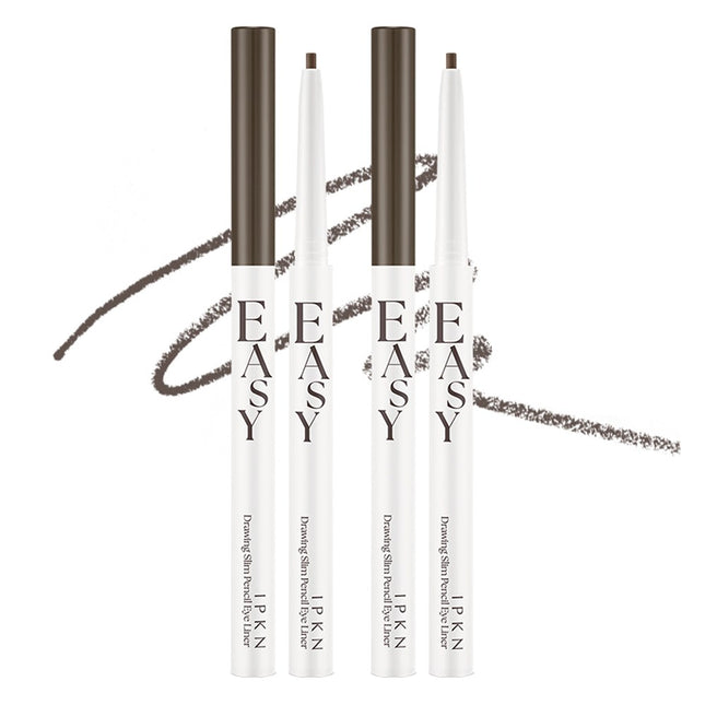 IPKN  Easy Drawing Slim Pencil Eyeliner 0.13g, 04 Ash Brown, 2 Count