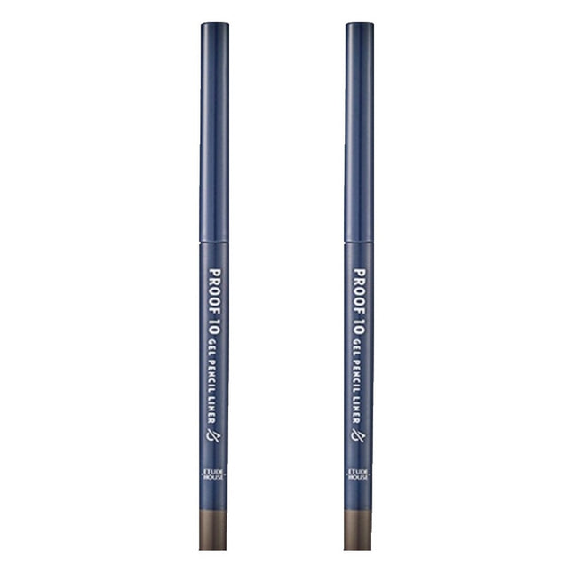 ETUDE PROOF10 GEL WATERPROOF AUTO PENCIL LINER 0.3g, 2 Dark Cacao, 2pcs