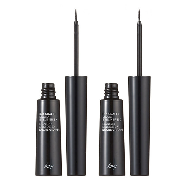 THE FACE SHOP fmgt Ink Graphic Liquid Liner EX 5.5g, 2 Count, 01 Deep Black