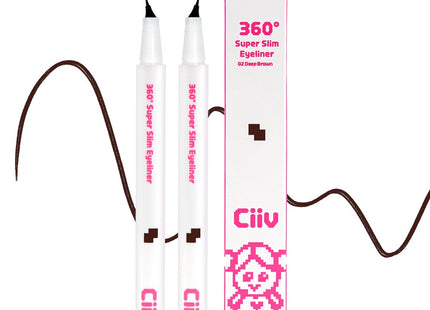 KIBG  360 Degree Super Slim Eyeliner 0.5g, 02 Deep Brown, 2 Count