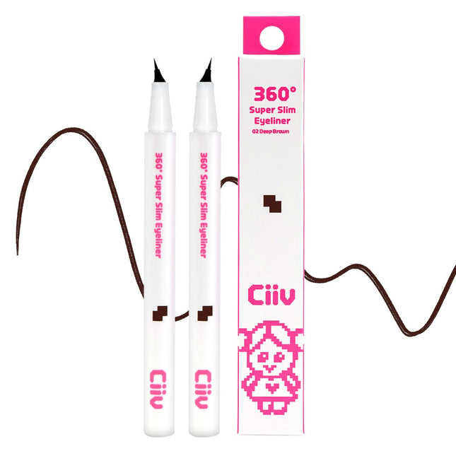 KIBG  360 Degree Super Slim Eyeliner 0.5g, 02 Deep Brown, 2 Count