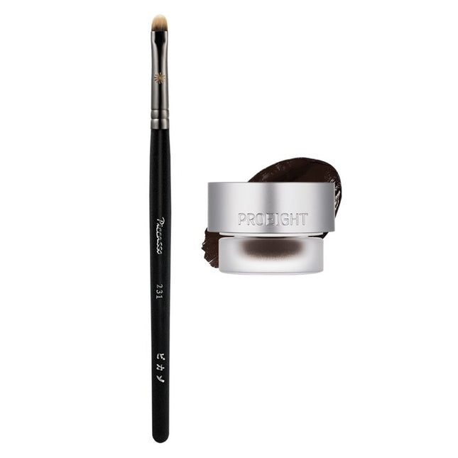 PROAIT Proait Stay On Gel Eyeliner 3.7g + Picasso 231 Eyeliner Brush Set, 02 Dark Brown, 1 Count