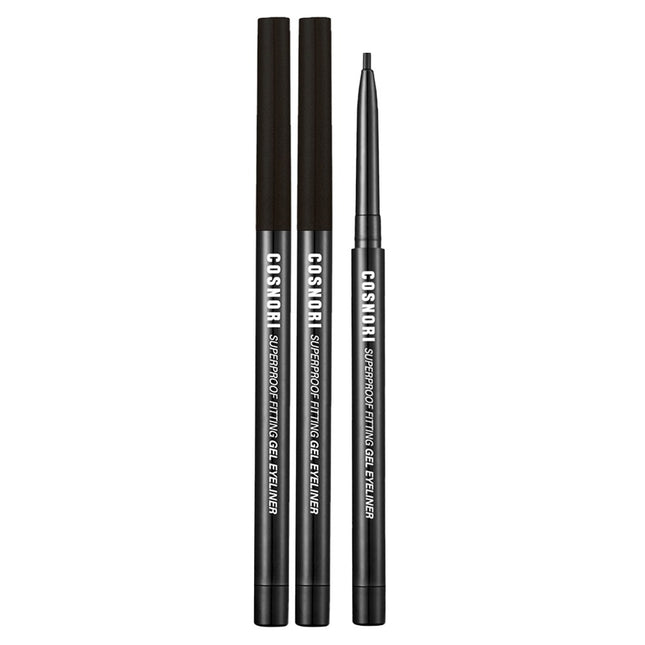 COSNOIR  SUPERPROOF FITTING GEL EYELINER PENCIL 0.13g SET OF 2 (01 VIVID BLACK)