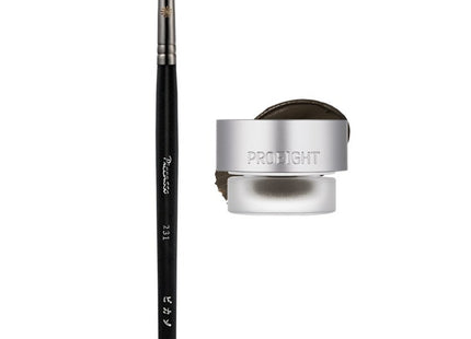 PRO EIGHT STAY ON GEL EYELINER  3.7g + Picasso 231 Eyeliner Brush Set, 04 Mute Brown, 1 Count
