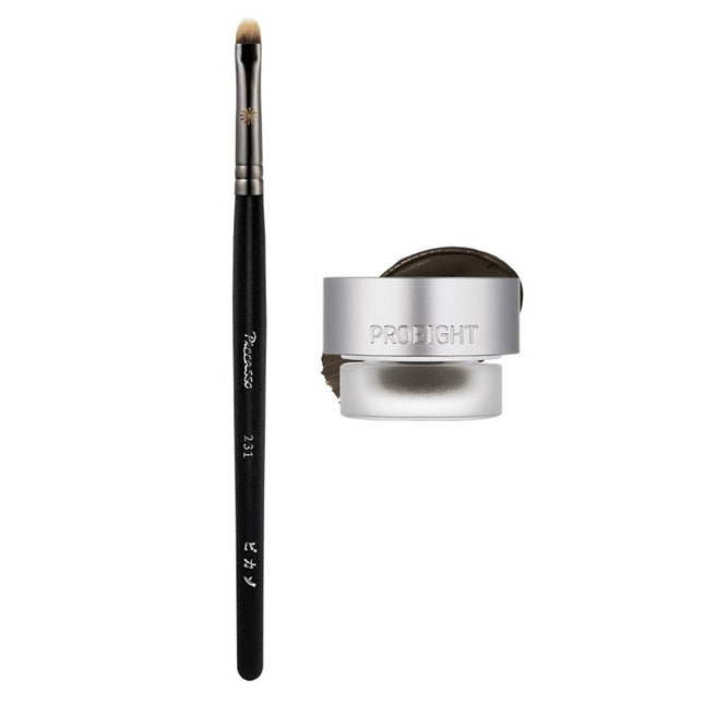 PRO EIGHT STAY ON GEL EYELINER  3.7g + Picasso 231 Eyeliner Brush Set, 04 Mute Brown, 1 Count