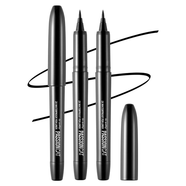 FASHION CAT  2X Waterproof Pen Eyeliner 1g, NO.1 Black, 2 Count