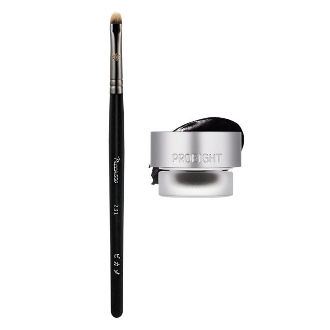 PRO EIGHT STAY ON GEL EYELINER + PICASSO 231 EYELI Pro Eight Stay On Gel Eyeliner 3.7g + Picasso 231 Eyeliner Brush Set, 01 Deep Black, 1 Count