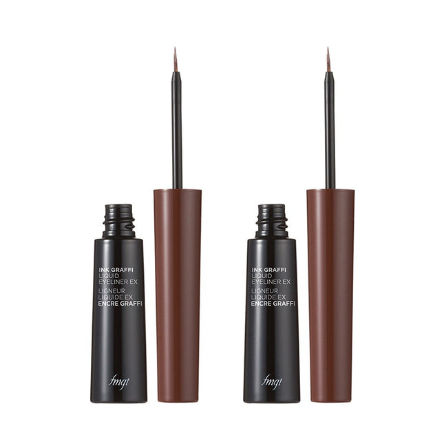 THE FACE SHOP fmgt Ink Grafi Liquid Liner EX 5.5g, 02 Deep Brown, 2 Count