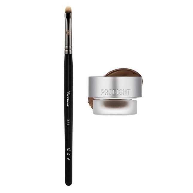 PRO EIGHT STAY ON GEL EYELINER  3.7g + Picasso 231 Eyeliner Brush Set, 03 Wood Brown, 1 Unit