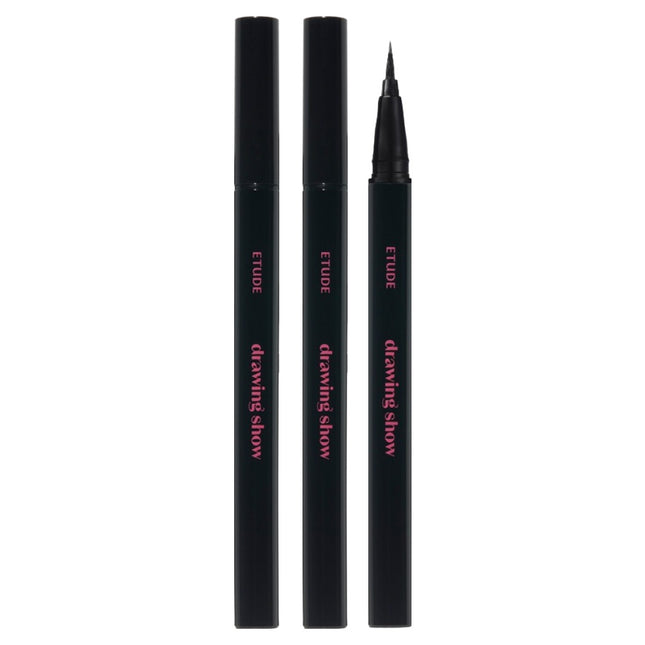 ETUDE HOUSE Etude Drawing Show Brush Eyeliner 0.6g, Black Heart Black, 2pcs