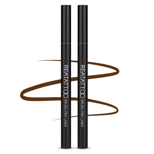 MARYOD  Reel Tattoo Brush Pen Liner 0.4g, Matte Brown, 2 Count