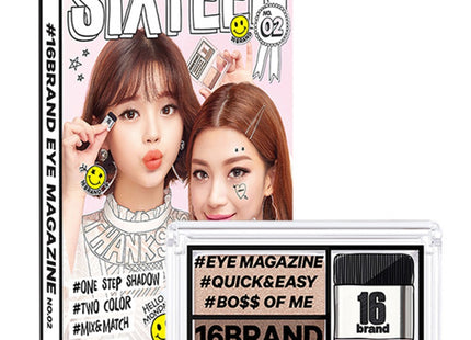 16BRAND  Eye Magazine Fact Eyeshadow 2g, 02 Hello Monday, 1pc