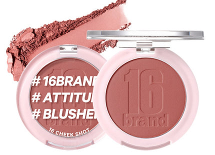 16BRAND  Cheek Shot Pact Blusher 6g, Fig Shot, 1 count