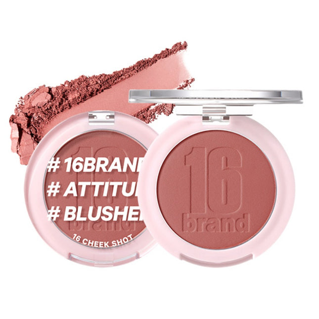 16BRAND  Cheek Shot Pact Blusher 6g, Fig Shot, 1 count