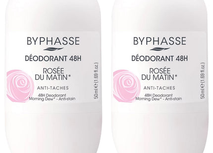 BIPASSE  Roll-On Deodorant 48H Rose Scent, 50ml, 2-Pack