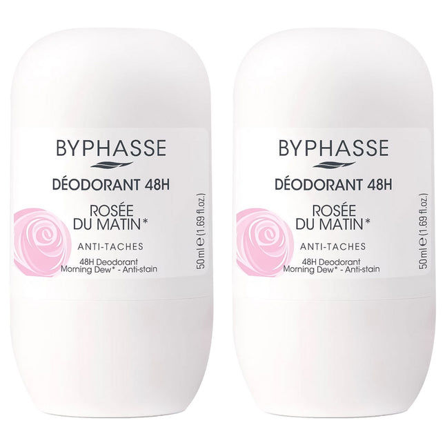 BIPASSE  Roll-On Deodorant 48H Rose Scent, 50ml, 2-Pack