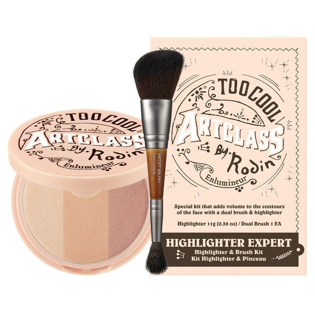 TOO COOL FOR SCHOOL  Artclass By Rodin Highlighter 11g + Dual Contour Brush, Multi, 1 Count