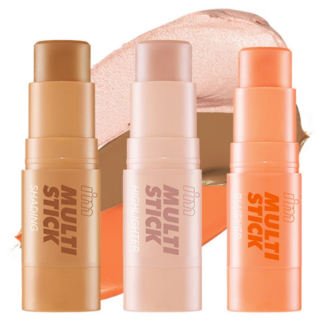 I'M MEME  Multi Stick 3 Seconds Full Makeup Warm Tone Set (Shading 7g + Blusher 7g + Highlighter 7g), Bronzer (Shading), Coral (Blusher), Champagne Gold (Highlighter), 1 Set