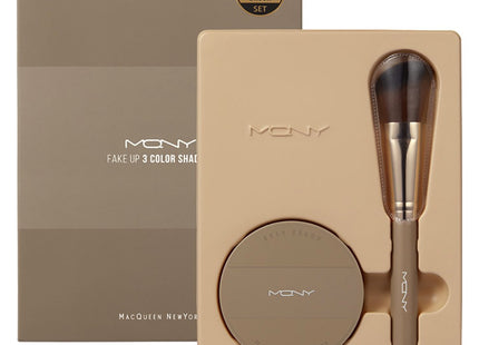 MCQUEEN NEW YORK  Fake Up 3 Color Shading 9g + Shading Brush Set, Gray Brown (Shading), 1 Count