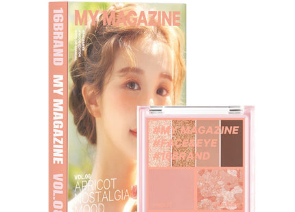 16BRAND 16Brand My Magazine Makeup Palette 7.1g Vol 08 Apricot Blossom Nostalgia Mood 1ea