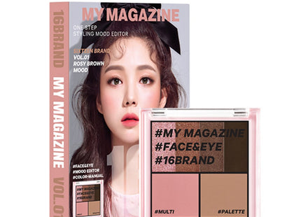 16BRAND  My Magazine Makeup Palette 8.5g Vol 01 Rosy Brown Mood 1 Count