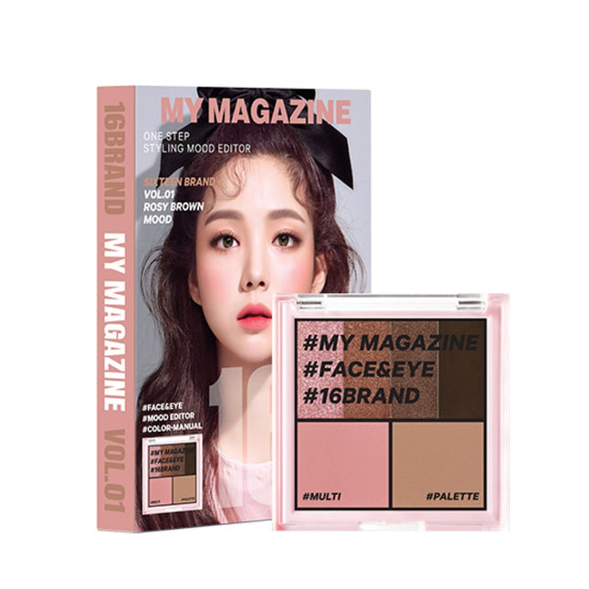 16BRAND  My Magazine Makeup Palette 8.5g Vol 01 Rosy Brown Mood 1 Count