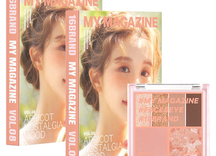 16BRAND  My Magazine Makeup Palette 7.1g, Vol 08 Apricot Blossom Nostalgia Mood, 2 items