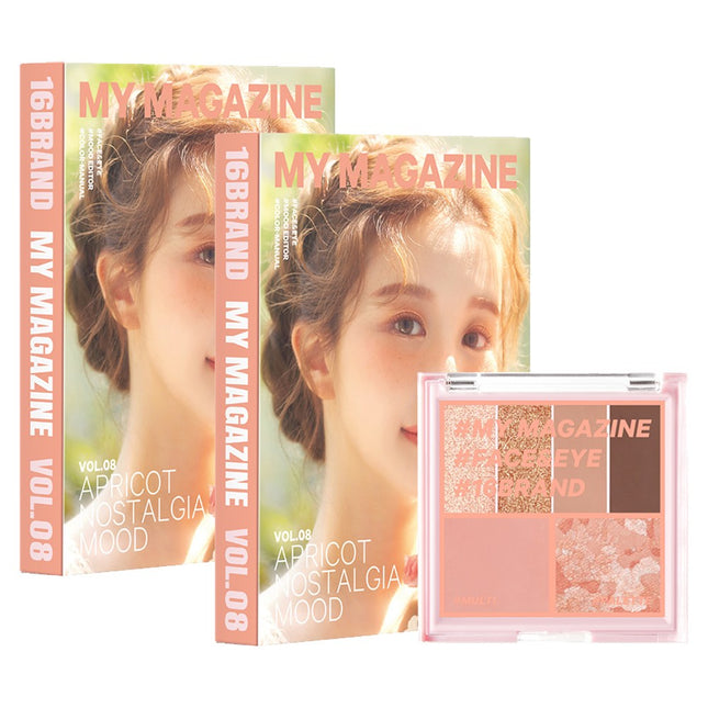 16BRAND  My Magazine Makeup Palette 7.1g, Vol 08 Apricot Blossom Nostalgia Mood, 2 items