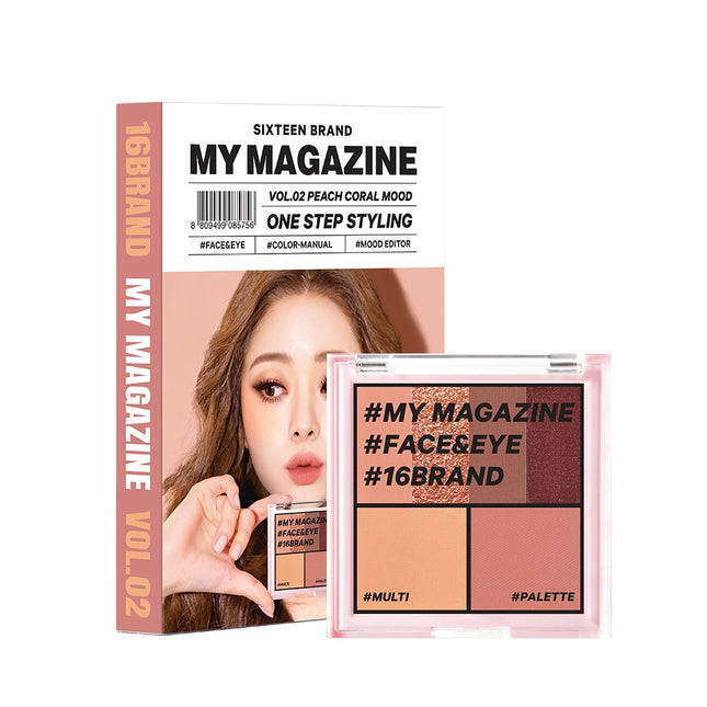 16BRAND  My Magazine Makeup Palette 8.5g Vol 02 Peach Coral Mood 1pc